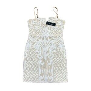 Lulu’s Beige Champagne White Sequin Bodycon Dress Style NJD362 Size LARGE NWT